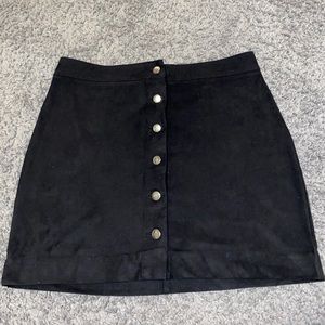 H&M Black Coyduroy Front Button Skirt